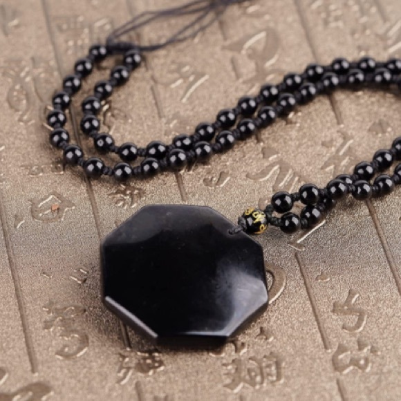 NWT Black Obsidian Yin Yang Adjustable Necklace for Men or Women! - Picture 4 of 8